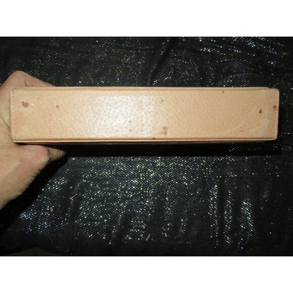 BOGO Nieman Marcus Vintage Leather Jewelry Travel Case with Snap Closure Peach - Picture 4 of 7